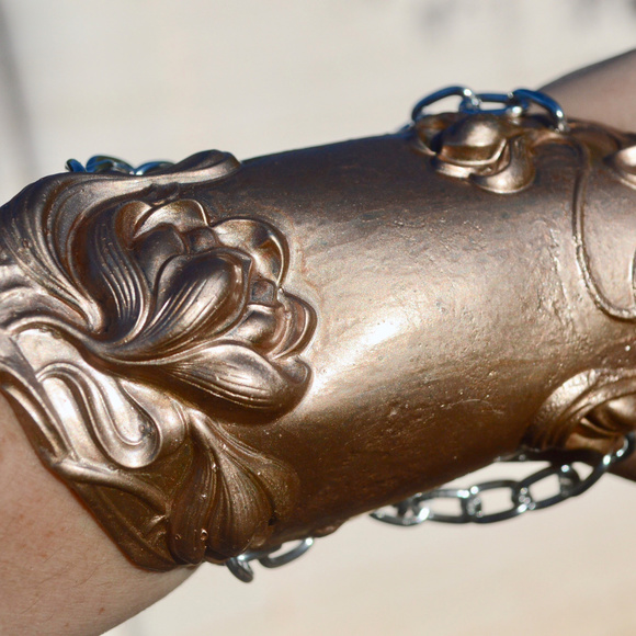 Antique Obsessions Jewelry - Rose Gold Floral Antique Gladiator Cuff Bracelet